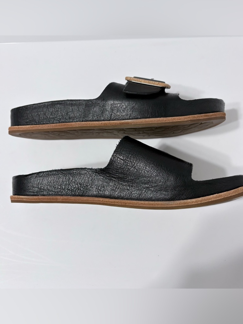 Kork-Ease Tutsi
Buckle Black Leather Slide Summer Comfort Sandals. Cork Footbed - Picture 7 of 14